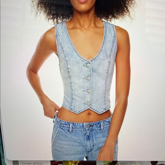 Denim Forum 90’s Mia Denim Blue Buttoned Vest - Picture 2 of 10